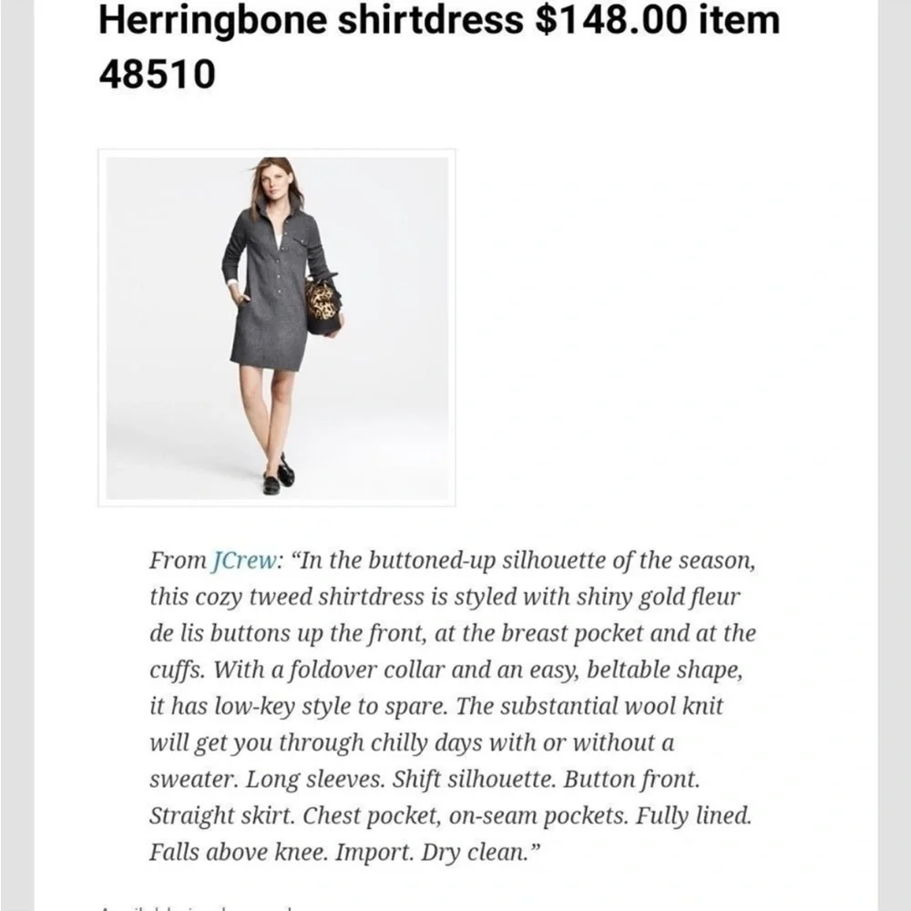 J. Crew herringbone shirt dress